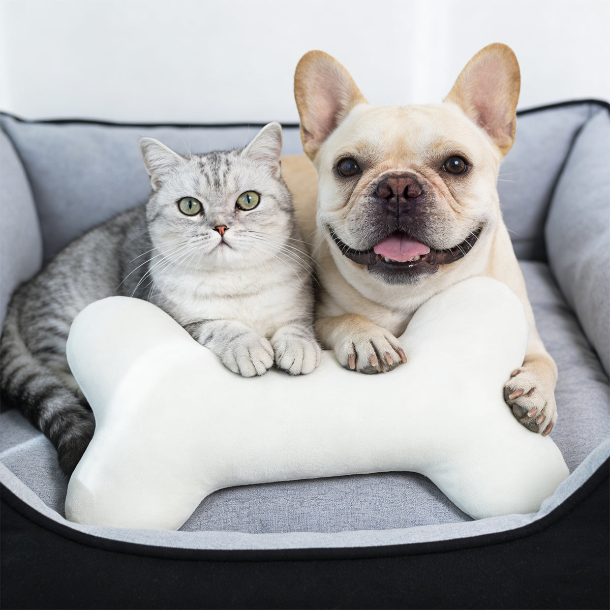 Plush Bone-Shaped Pet Pillow: Durable Interactive Toy & Soft Calming Cushion for Dogs and Cats - Perfect for Napping and Playtime