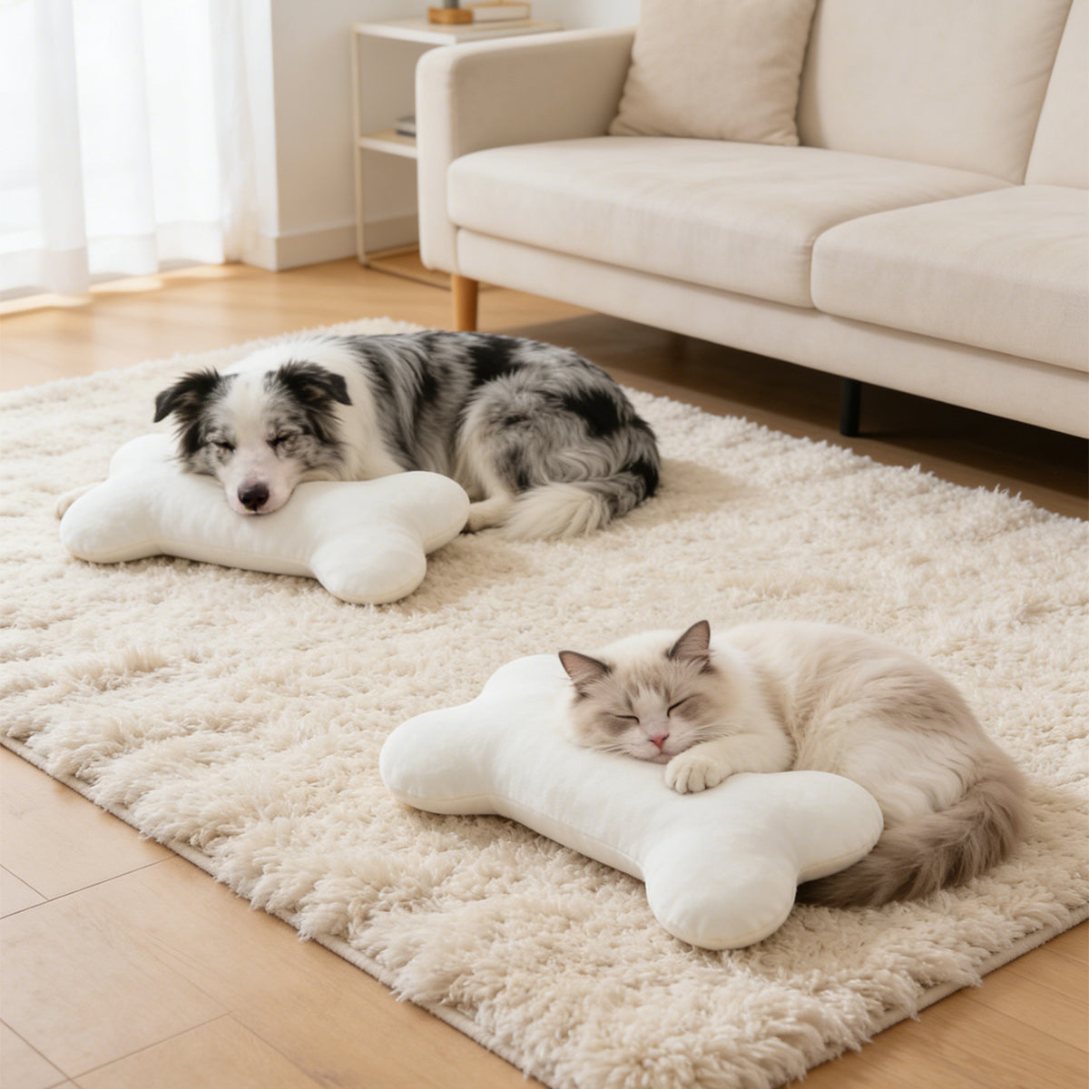 Plush Bone-Shaped Pet Pillow: Durable Interactive Toy & Soft Calming Cushion for Dogs and Cats - Perfect for Napping and Playtime