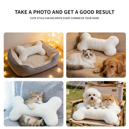 Plush Bone-Shaped Pet Pillow: Durable Interactive Toy & Soft Calming Cushion for Dogs and Cats - Perfect for Napping and Playtime