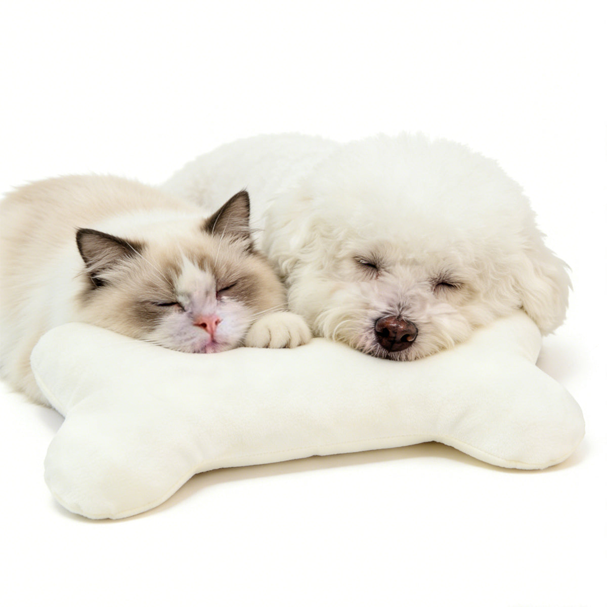 Almohada de peluche en forma de hueso para mascotas: juguete interactivo duradero y cojín suave y relajante para perros y gatos - Perfecto para la siesta y el juego