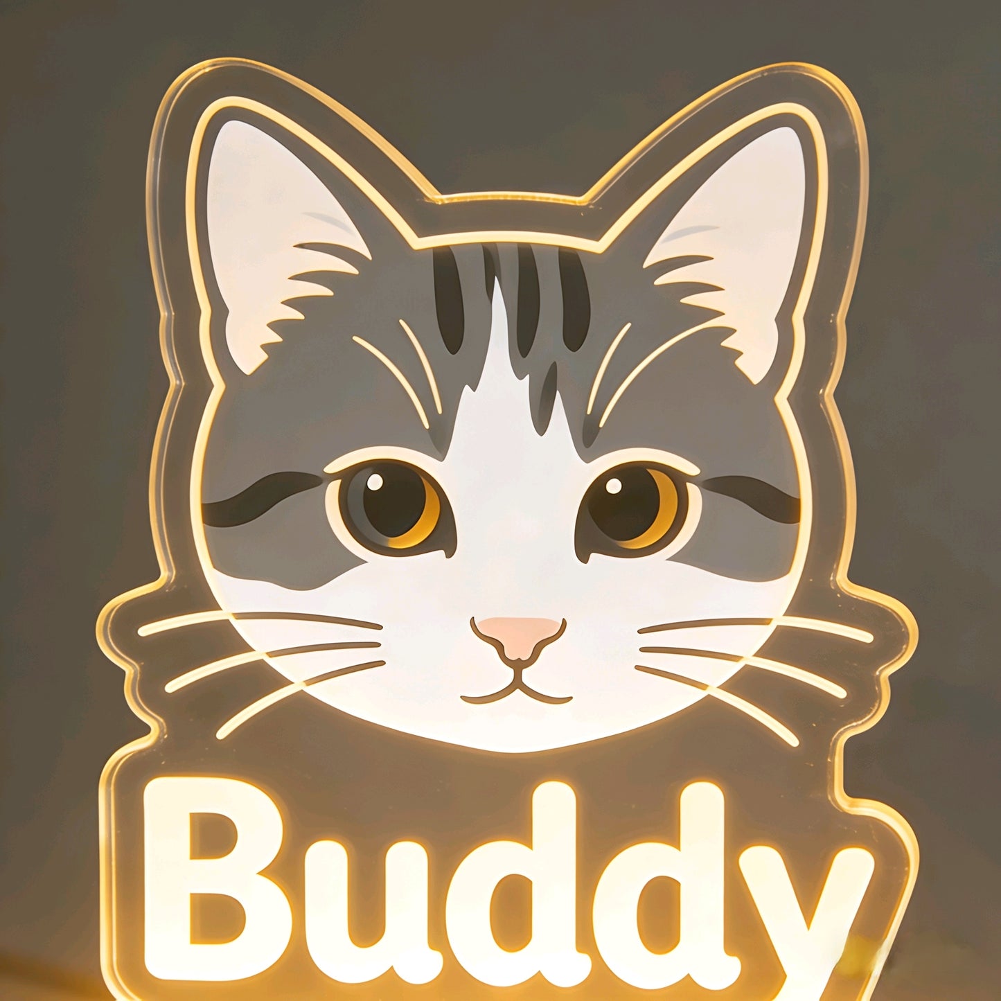 Personalized Pet Photo Acrylic Night Light - Custom Cat Portrait LED Lamp - Unique Pet Memorial Gift