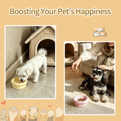 Personalized Ceramic Pet Bowl - Custom Illustrated Pet Portrait & Name, Unique Food/Water Feeder for Dogs & Cats