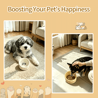 Personalized Ceramic Pet Bowl - Custom Illustrated Pet Portrait & Name, Unique Food/Water Feeder for Dogs & Cats