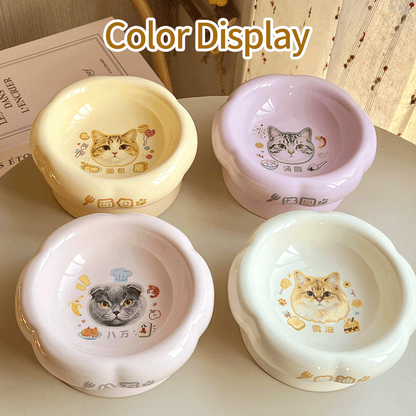 Personalized Ceramic Pet Bowl - Custom Illustrated Pet Portrait & Name, Unique Food/Water Feeder for Dogs & Cats