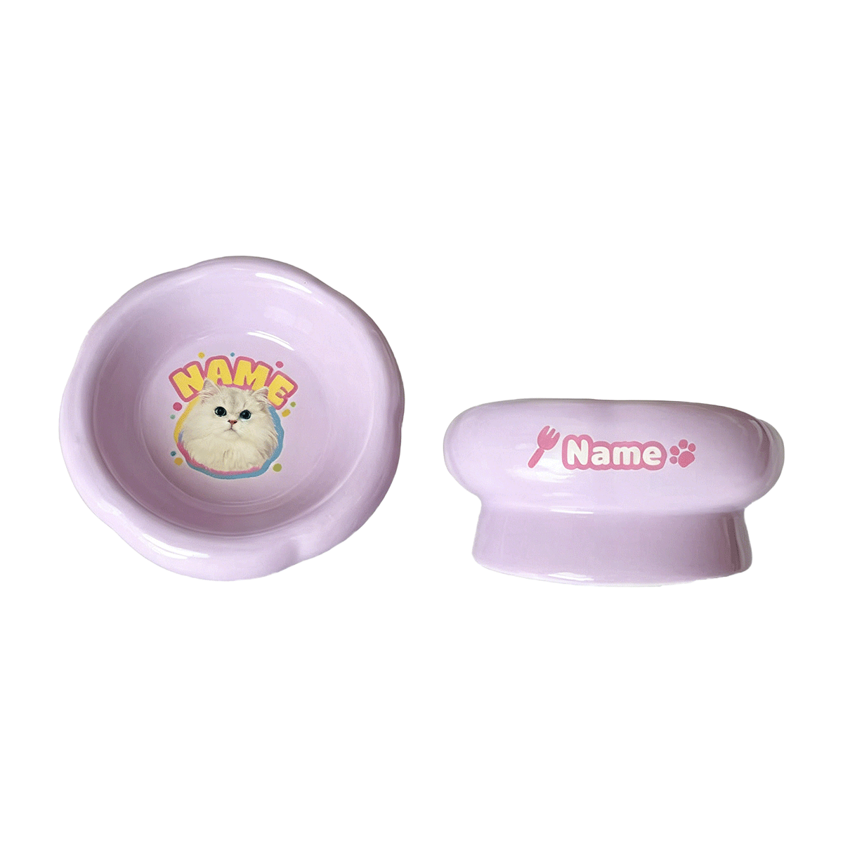 Personalized Ceramic Pet Bowl - Custom Illustrated Pet Portrait & Name, Unique Food/Water Feeder for Dogs & Cats