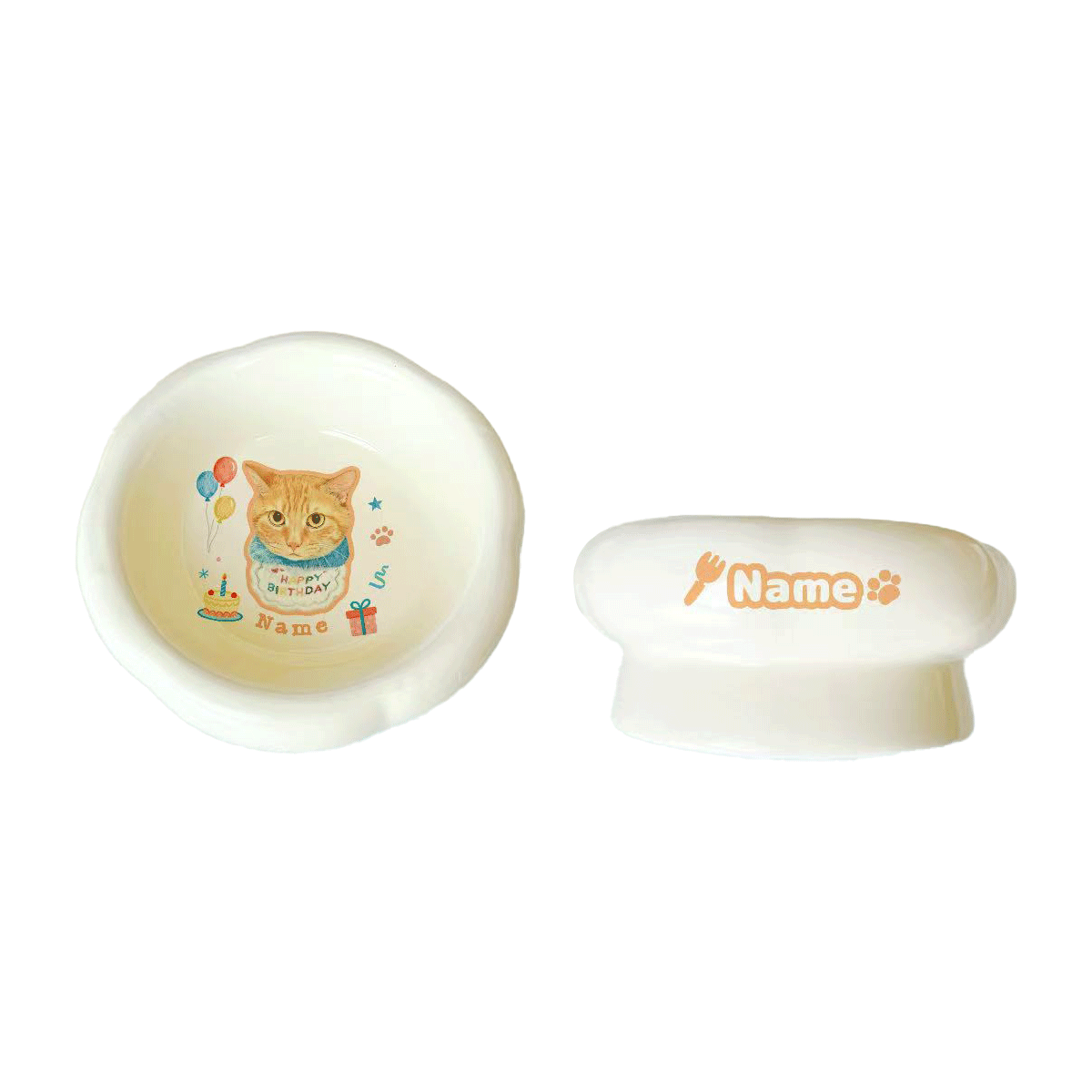 Personalized Ceramic Pet Bowl - Custom Illustrated Pet Portrait & Name, Unique Food/Water Feeder for Dogs & Cats