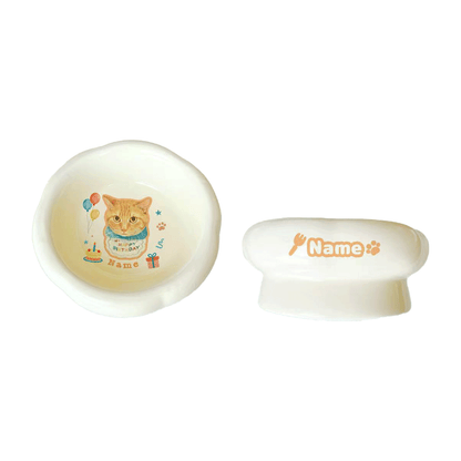 Personalized Ceramic Pet Bowl - Custom Illustrated Pet Portrait & Name, Unique Food/Water Feeder for Dogs & Cats