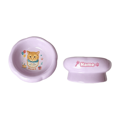 Personalized Ceramic Pet Bowl - Custom Illustrated Pet Portrait & Name, Unique Food/Water Feeder for Dogs & Cats