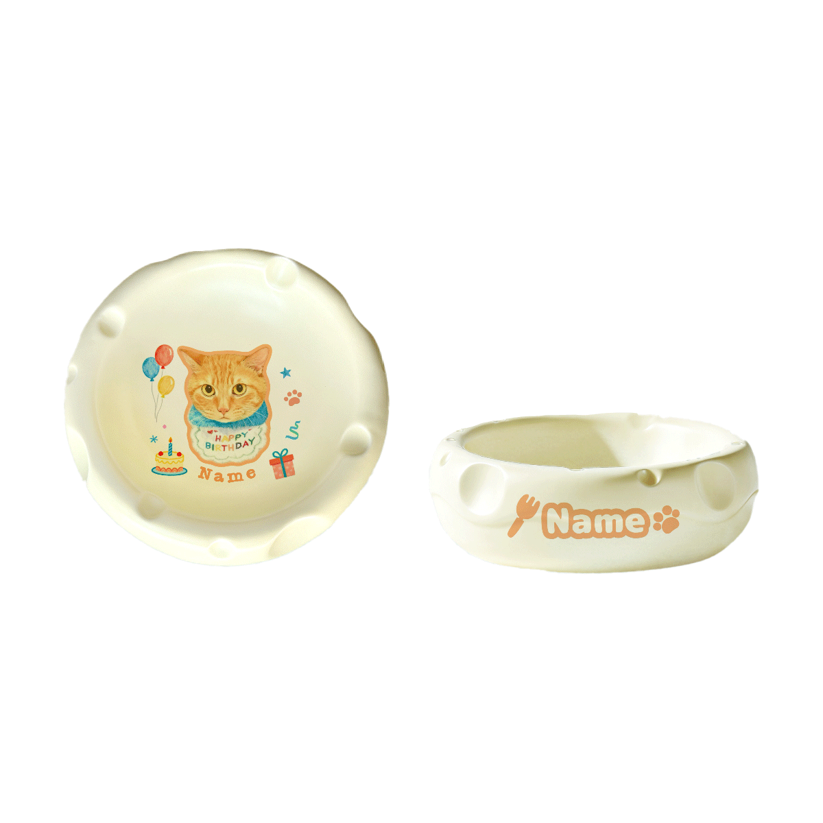 Personalized Ceramic Pet Bowl - Custom Illustrated Pet Portrait & Name, Unique Food/Water Feeder for Dogs & Cats