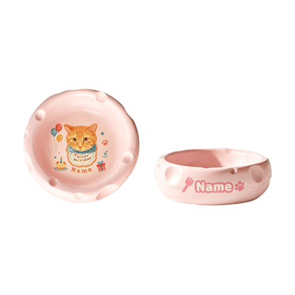Personalized Ceramic Pet Bowl - Custom Illustrated Pet Portrait & Name, Unique Food/Water Feeder for Dogs & Cats