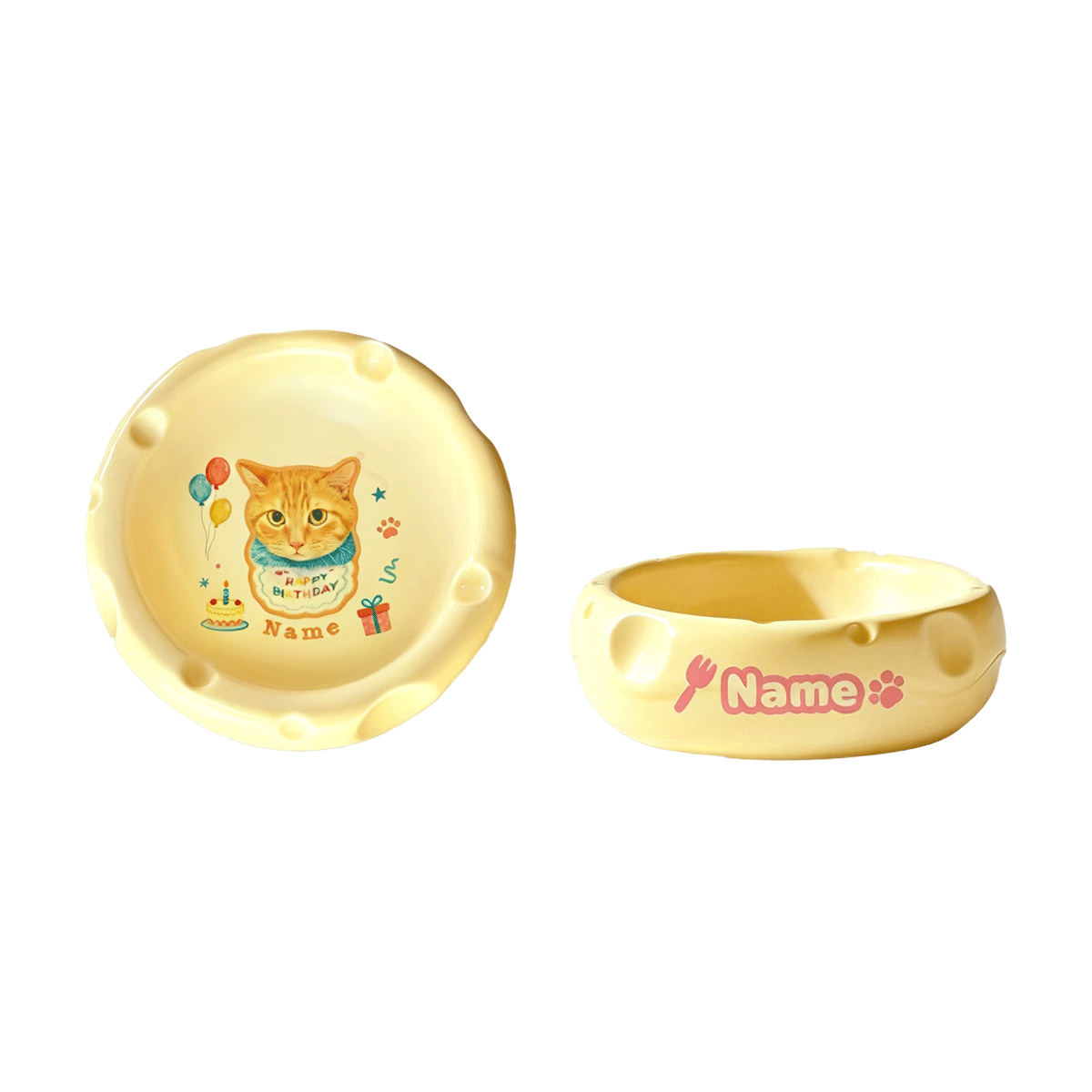 Personalized Ceramic Pet Bowl - Custom Illustrated Pet Portrait & Name, Unique Food/Water Feeder for Dogs & Cats