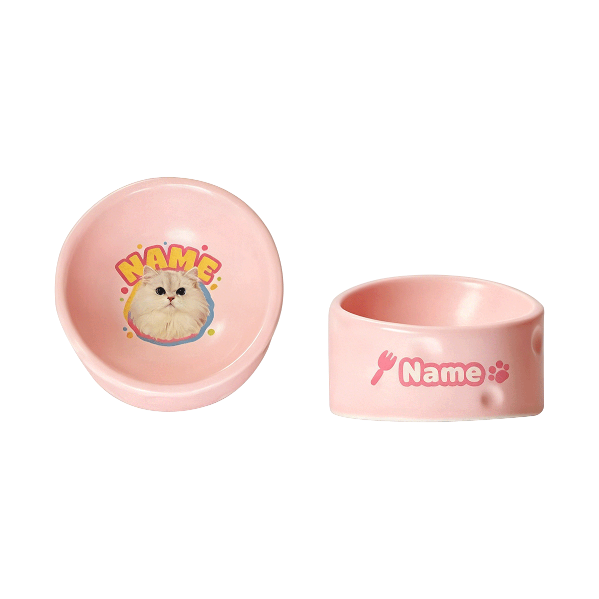 Personalized Ceramic Pet Bowl - Custom Illustrated Pet Portrait & Name, Unique Food/Water Feeder for Dogs & Cats