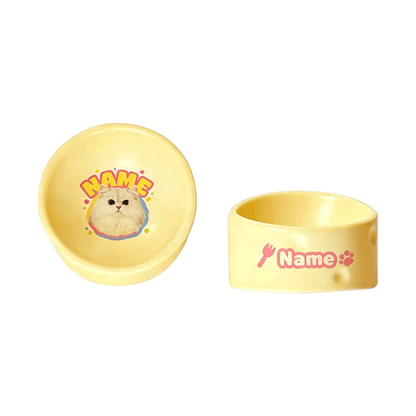 Personalized Ceramic Pet Bowl - Custom Illustrated Pet Portrait & Name, Unique Food/Water Feeder for Dogs & Cats