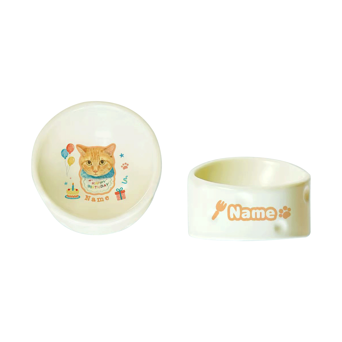Personalized Ceramic Pet Bowl - Custom Illustrated Pet Portrait & Name, Unique Food/Water Feeder for Dogs & Cats