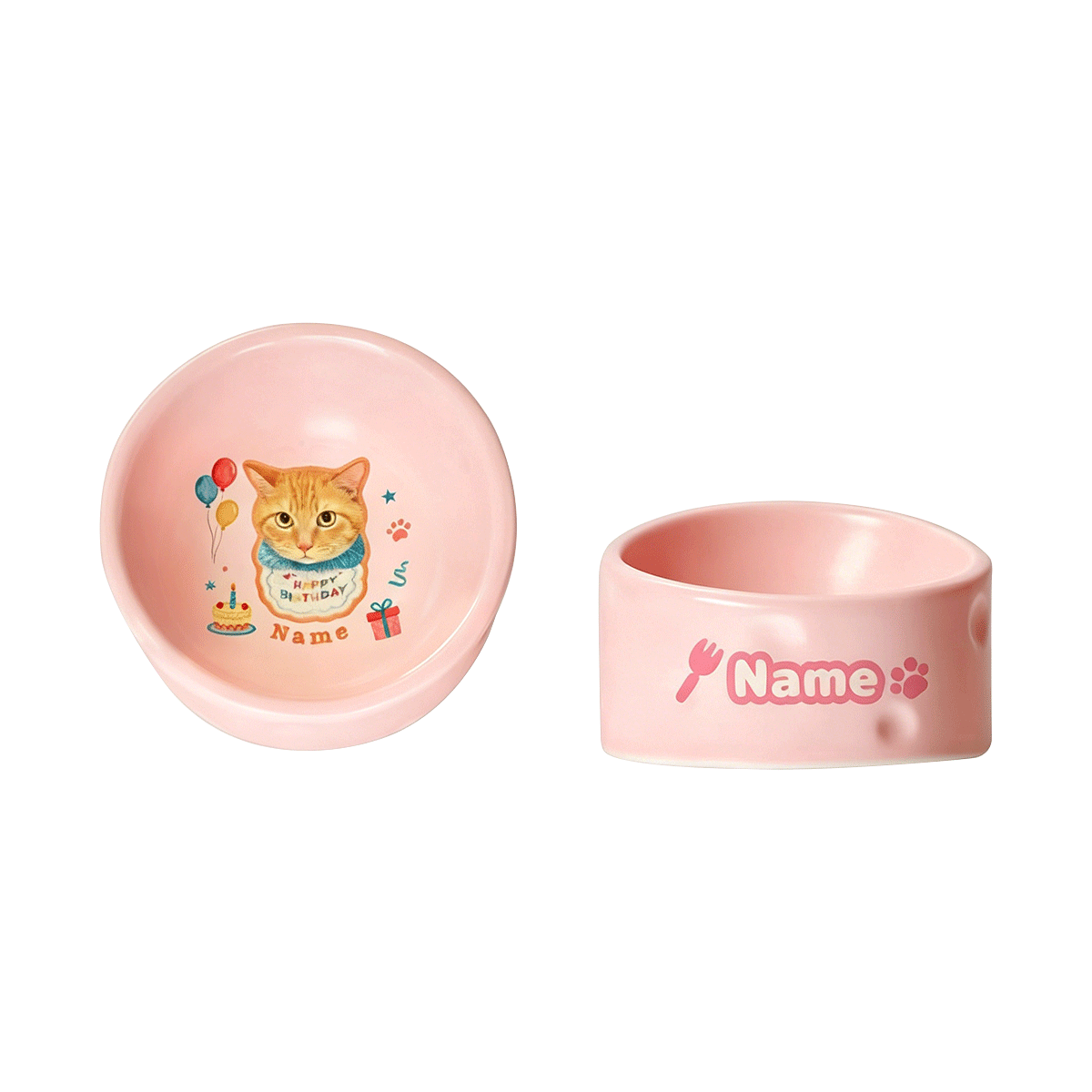 Personalized Ceramic Pet Bowl - Custom Illustrated Pet Portrait & Name, Unique Food/Water Feeder for Dogs & Cats