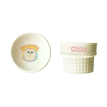 Personalized Ceramic Pet Bowl - Custom Illustrated Pet Portrait & Name, Unique Food/Water Feeder for Dogs & Cats