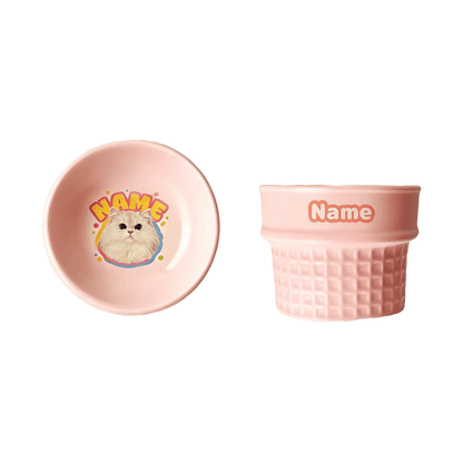 Personalized Ceramic Pet Bowl - Custom Illustrated Pet Portrait & Name, Unique Food/Water Feeder for Dogs & Cats
