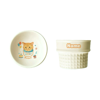 Personalized Ceramic Pet Bowl - Custom Illustrated Pet Portrait & Name, Unique Food/Water Feeder for Dogs & Cats