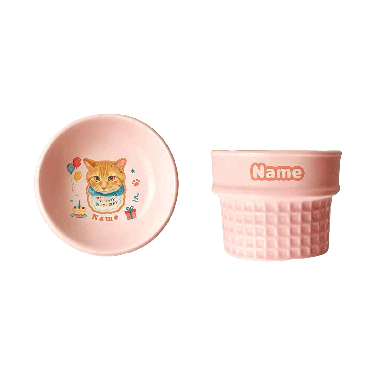 Personalized Ceramic Pet Bowl - Custom Illustrated Pet Portrait & Name, Unique Food/Water Feeder for Dogs & Cats
