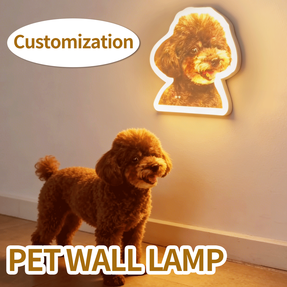 Custom Pet Photo Wall Lamp, Personalized Dog Cat Shaped Night Light, USB Rechargeable Decorative Lamp