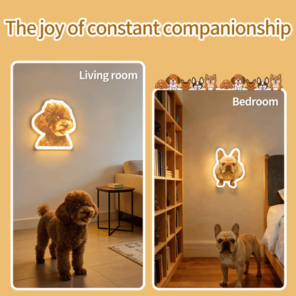 Custom Pet Photo Wall Lamp, Personalized Dog Cat Shaped Night Light, USB Rechargeable Decorative Lamp