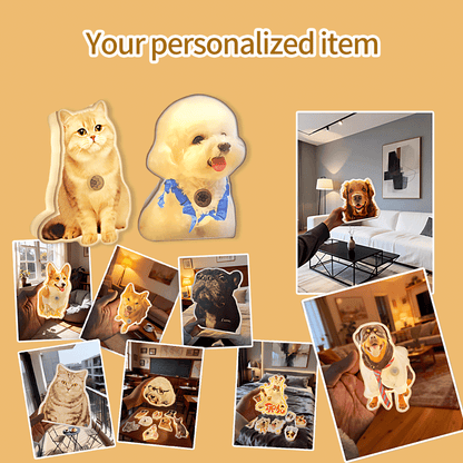 Custom Pet Photo Wall Lamp, Personalized Dog Cat Shaped Night Light, USB Rechargeable Decorative Lamp