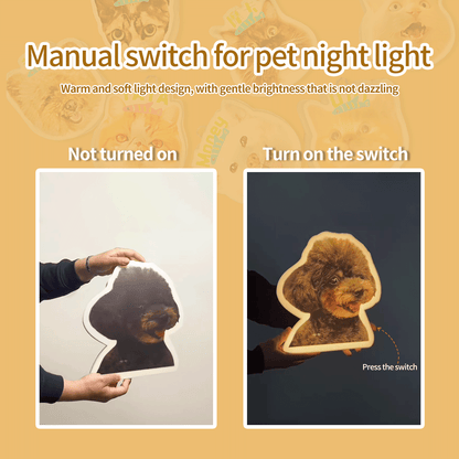 Custom Pet Photo Wall Lamp, Personalized Dog Cat Shaped Night Light, USB Rechargeable Decorative Lamp