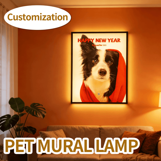 Custom Pet Photo Mural Lamp, Personalized Dog Cat Framed Wall Light, USB Rechargeable Motion Sensor Decor Lamp