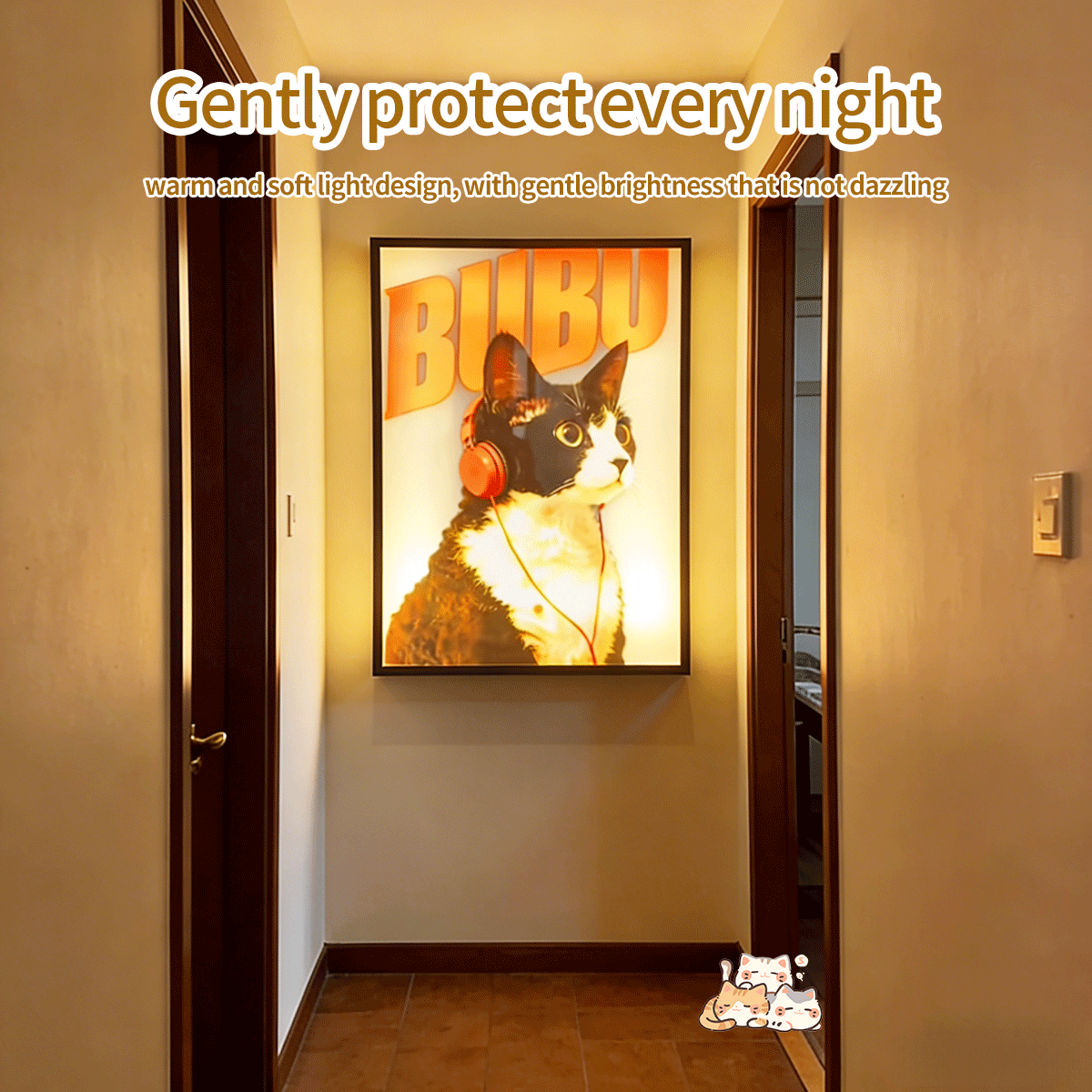 Custom Pet Photo Mural Lamp, Personalized Dog Cat Framed Wall Light, USB Rechargeable Motion Sensor Decor Lamp