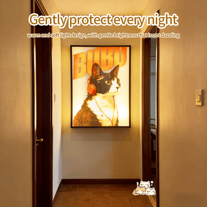 Custom Pet Photo Mural Lamp, Personalized Dog Cat Framed Wall Light, USB Rechargeable Motion Sensor Decor Lamp