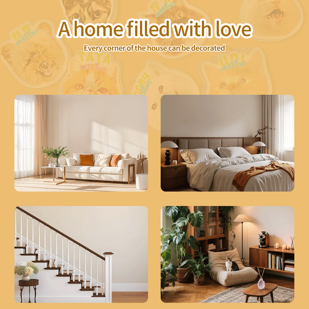 Custom Pet Photo Mural Lamp, Personalized Dog Cat Framed Wall Light, USB Rechargeable Motion Sensor Decor Lamp