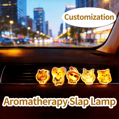 Custom Pet Photo Aromatherapy Slap Lamp, Personalized Dog Cat Car Vent Light, USB Rechargeable Tap Fragrance Lamp