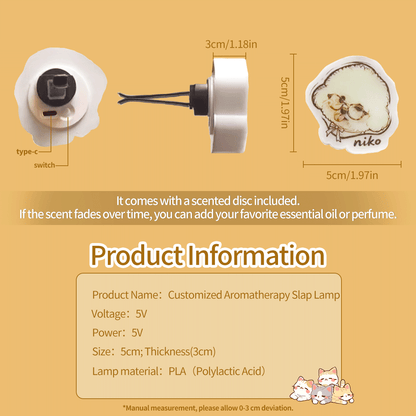 Custom Pet Photo Aromatherapy Slap Lamp, Personalized Dog Cat Car Vent Light, USB Rechargeable Tap Fragrance Lamp