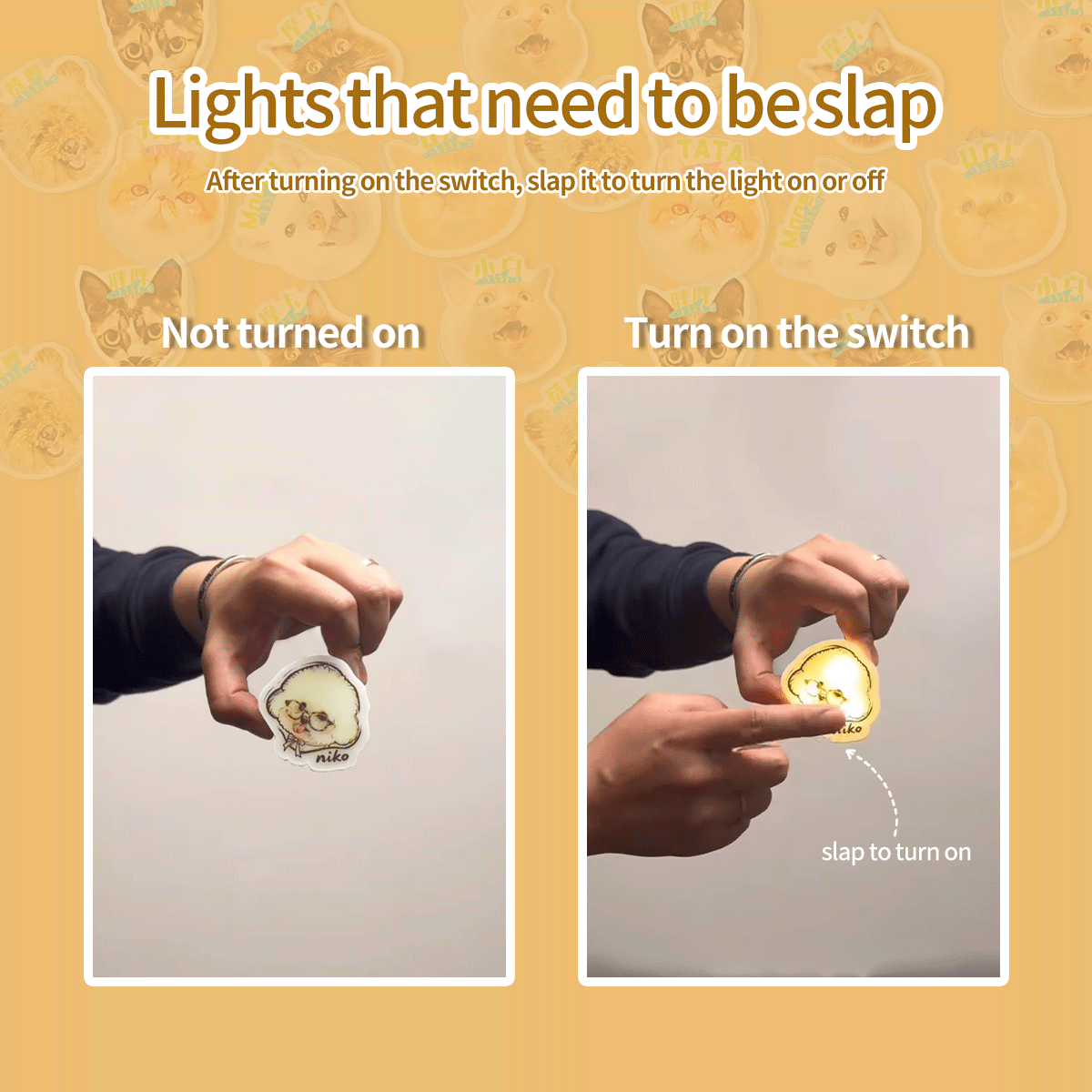 Custom Pet Photo Aromatherapy Slap Lamp, Personalized Dog Cat Car Vent Light, USB Rechargeable Tap Fragrance Lamp