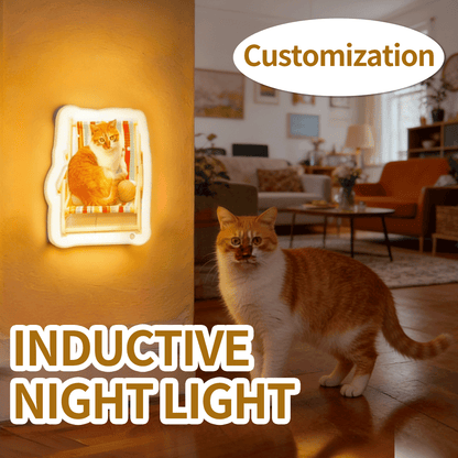 Custom Pet Photo Inductive Night Light, Personalized Dog Cat Wall Lamp, USB Rechargeable Motion Sensor Light