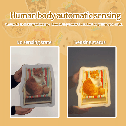 Custom Pet Photo Inductive Night Light, Personalized Dog Cat Wall Lamp, USB Rechargeable Motion Sensor Light