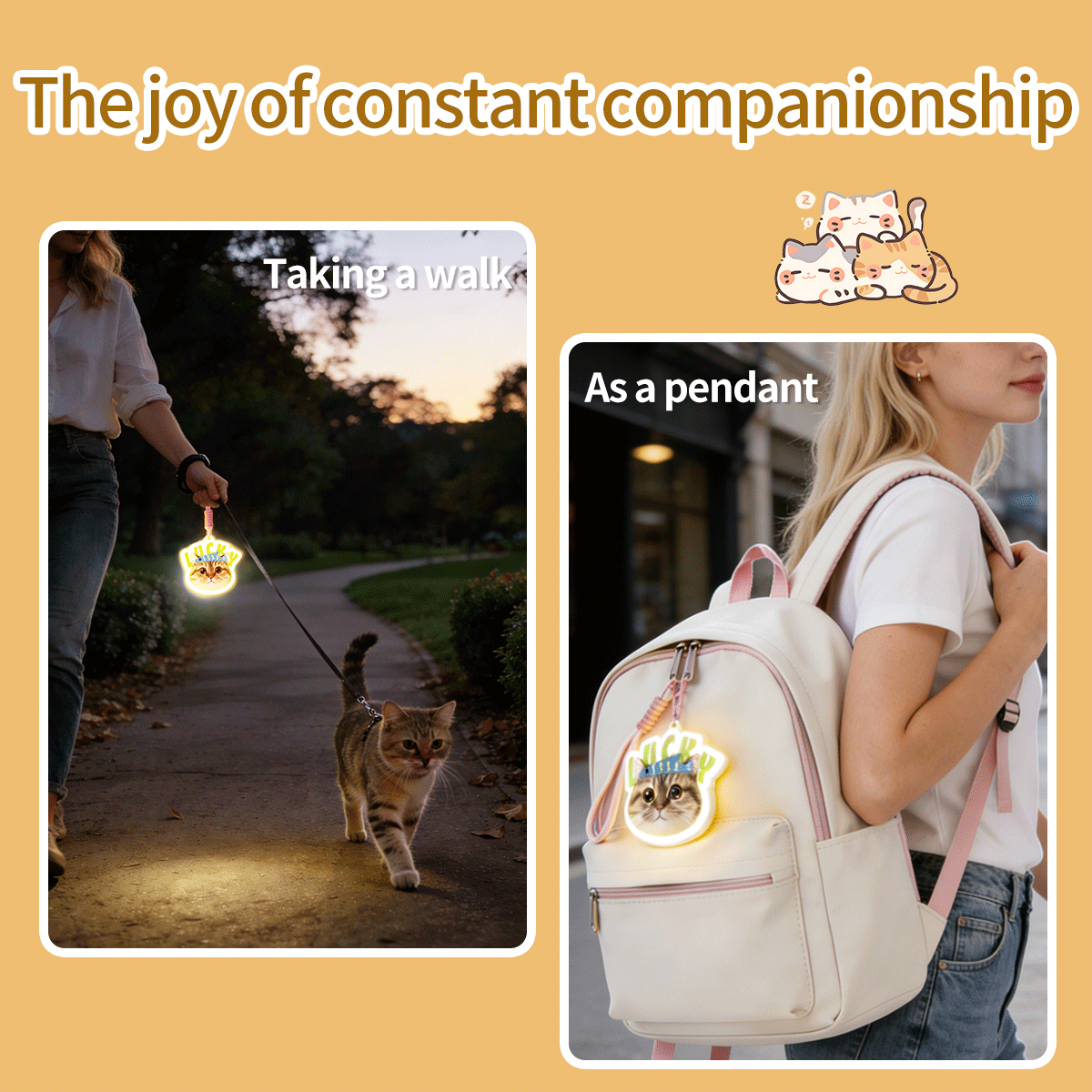 Custom Pet Photo Pendant Lamp, Personalized Dog Cat Hanging Light, USB Rechargeable Night Light