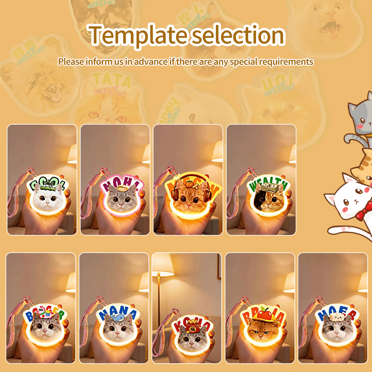 Custom Pet Photo Pendant Lamp, Personalized Dog Cat Hanging Light, USB Rechargeable Night Light