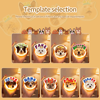 Custom Pet Photo Pendant Lamp, Personalized Dog Cat Hanging Light, USB Rechargeable Night Light