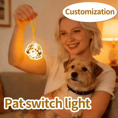 Custom Pet Photo Pat Switch Light, Personalized Dog Cat Keychain Light, USB Rechargeable Tap Pendant Light