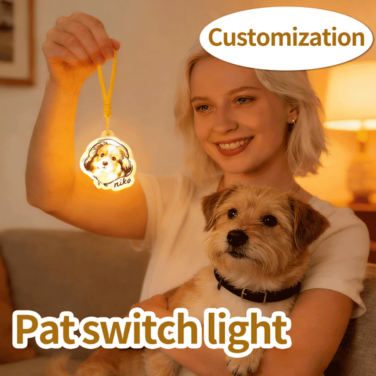 Custom Pet Photo Pat Switch Light, Personalized Dog Cat Keychain Light, USB Rechargeable Tap Pendant Light