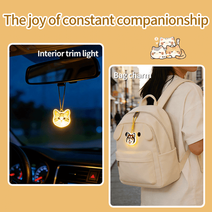 Cute Pet Pat Switch Light, Cat & Dog Animal Keychain Night Light, Rechargeable Bag Charm & Car Decor