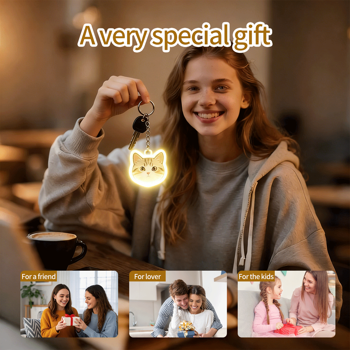 Cute Pet Pat Switch Light, Cat & Dog Animal Keychain Night Light, Rechargeable Bag Charm & Car Decor