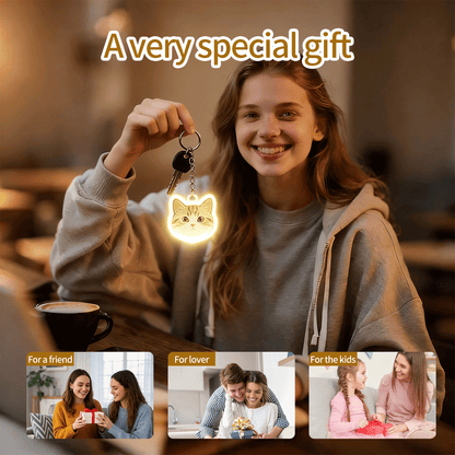 Cute Pet Pat Switch Light, Cat & Dog Animal Keychain Night Light, Rechargeable Bag Charm & Car Decor