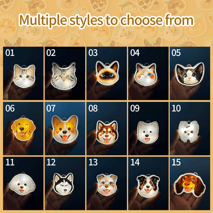 Cute Pet Pat Switch Light, Cat & Dog Animal Keychain Night Light, Rechargeable Bag Charm & Car Decor