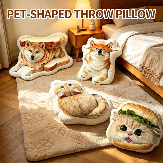Soufamia Quirky Pet Shaped Plush Pillow | Funny Animal Cuddle Cushion - Soufamia